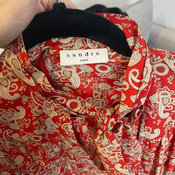 Sandro Lane Paisley Mini Dress Red - Picture 5 of 7